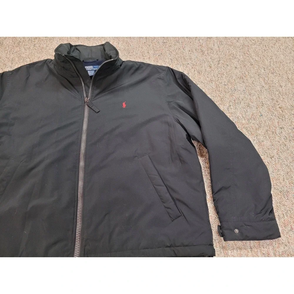 Polo Ralph Lauren Jacket Mens 2XL Black Full Zip Quilted Fleece Lined Casual XXL